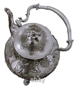 Silver plate HOT WATER POT, Coffee, London, Spirit Warmer, Tipping, Rococo, 14t