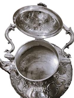 Silver plate HOT WATER POT, Coffee, London, Spirit Warmer, Tipping, Rococo, 14t