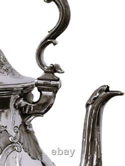 Silver plate HOT WATER POT, Coffee, London, Spirit Warmer, Tipping, Rococo, 14t