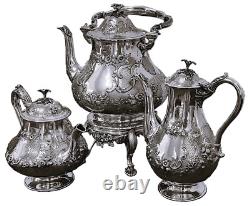 Silver plate HOT WATER POT, Coffee, London, Spirit Warmer, Tipping, Rococo, 14t