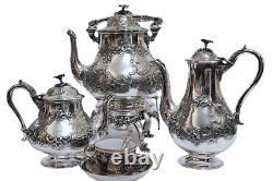 Silver plate HOT WATER POT, Coffee, London, Spirit Warmer, Tipping, Rococo, 14t