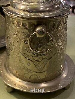 Silver plate large and small tea caddy