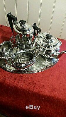 Silver plated 4 piece Edwardian /Victorian half fluted tea and coffee service