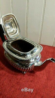 Silver plated 4 piece Edwardian /Victorian half fluted tea and coffee service