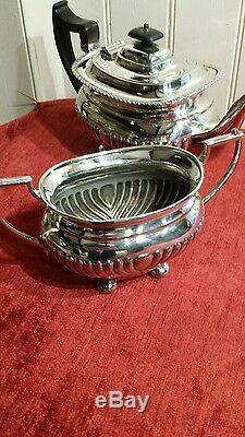 Silver plated 4 piece Edwardian /Victorian half fluted tea and coffee service