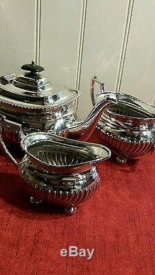 Silver plated 4 piece Edwardian /Victorian half fluted tea and coffee service