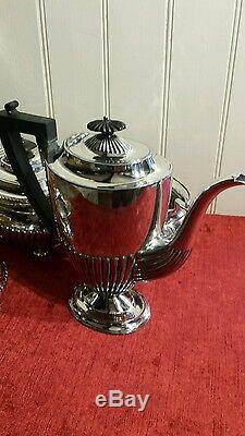 Silver plated 4 piece Edwardian /Victorian half fluted tea and coffee service