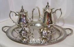 Silverplate Coffee Tea Service & Tray International Silver Vintage 6 Pieces