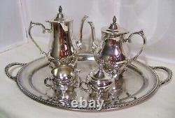Silverplate Coffee Tea Service & Tray International Silver Vintage 6 Pieces