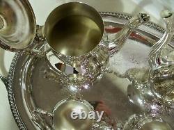 Silverplate Coffee Tea Service & Tray International Silver Vintage 6 Pieces