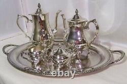 Silverplate Coffee Tea Service & Tray International Silver Vintage 6 Pieces