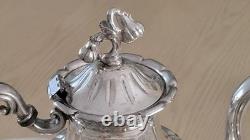 Silverplate Pumpkin Style Coffee/Teapot Set & Rogers 1888 Glenrose Serv. Tray