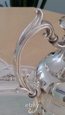 Silverplate Pumpkin Style Coffee/Teapot Set & Rogers 1888 Glenrose Serv. Tray