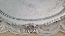 Silverplate Pumpkin Style Coffee/Teapot Set & Rogers 1888 Glenrose Serv. Tray