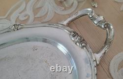 Silverplate Pumpkin Style Coffee/Teapot Set & Rogers 1888 Glenrose Serv. Tray