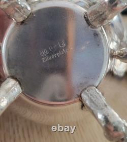 Silverplate Pumpkin Style Coffee/Teapot Set & Rogers 1888 Glenrose Serv. Tray