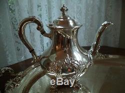 Silverplate tea coffee set w tray Reed&Barton Regent Shield teapot coffee server