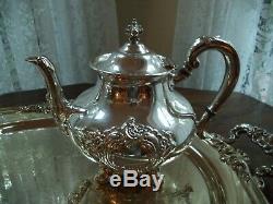 Silverplate tea coffee set w tray Reed&Barton Regent Shield teapot coffee server