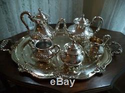 Silverplate tea coffee set w tray Reed&Barton Regent Shield teapot coffee server