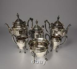 Simpson Hall Miller & Co. 6 Piece Coffee Tea Service Treble Silver-plate 1800's