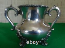 Simpson, Hall Miller & Co Footed Silver Plate Tea Pot Milk Jug &Sugar Bowl Set