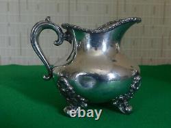 Simpson, Hall Miller & Co Footed Silver Plate Tea Pot Milk Jug &Sugar Bowl Set