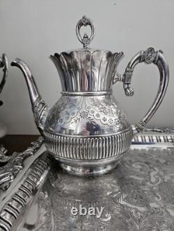 Simpson, Hall, Miller & Co Silver Plated Tea & Coffee service Set with Tray