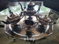 Simpson Hall Miller & Co. Silver Plated Tea Set Hand Hammered Smh & Co