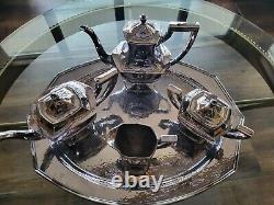 Simpson Hall Miller & Co. Silver Plated Tea Set Hand Hammered Smh & Co