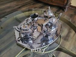 Simpson Hall Miller & Co. Silver Plated Tea Set Hand Hammered Smh & Co