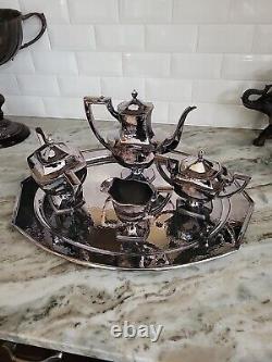 Simpson Hall Miller & Co. Silver Plated Tea Set Hand Hammered Smh & Co