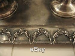 Simpson Hall Miller Silverplate Ornate Coffee Tea Set & Tray Wth Barbola Swags
