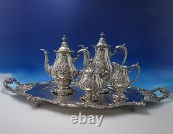 Sir Christopher by Wallace Sterling Silver Tea Set 4pc with Silverplate Tray #5138