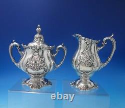 Sir Christopher by Wallace Sterling Silver Tea Set 4pc with Silverplate Tray #5138