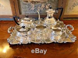 Spectacular Vintage English Sheffield Silver Plate 6 piece Coffee & Tea Service