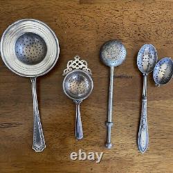 Sterling And Plate Antique Vintage tea strainer lot