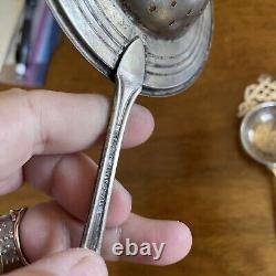 Sterling And Plate Antique Vintage tea strainer lot