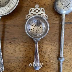 Sterling And Plate Antique Vintage tea strainer lot
