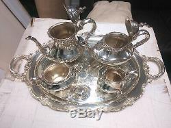 Sterling Silver 4pc Tea Set Reed Barton Georgian Rose Silverplate Tara Hall Tray