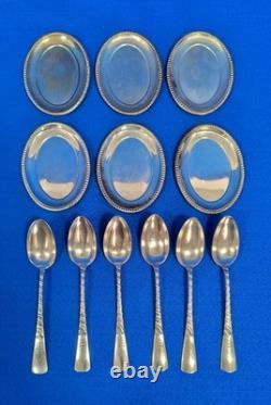Sterling Silver Tea Spoon Set & Sterling Silver Small Tray Plate Set 307.3 grams