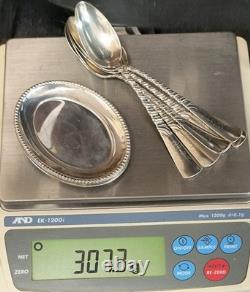 Sterling Silver Tea Spoon Set & Sterling Silver Small Tray Plate Set 307.3 grams