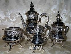 Stunning 1880's Victorian Art Nouveau Silver Plated 4 piece Coffee & Tea Set