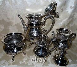 Stunning 1880's Victorian Art Nouveau Silver Plated 4 piece Coffee & Tea Set