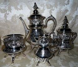 Stunning 1880's Victorian Art Nouveau Silver Plated 4 piece Coffee & Tea Set