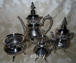 Stunning 1880's Victorian Art Nouveau Silver Plated 4 piece Coffee & Tea Set