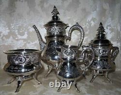 Stunning 1880's Victorian Art Nouveau Silver Plated 4 piece Coffee & Tea Set