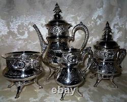 Stunning 1880's Victorian Art Nouveau Silver Plated 4 piece Coffee & Tea Set