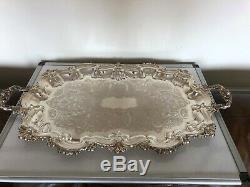 Stunning 3 Piece Silver Plated Tea Service With A Two Handled Chased Tray