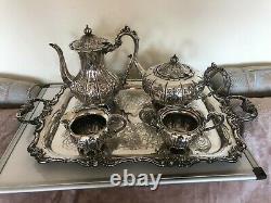 Stunning 5 Piece Victorian Chased Tea/coffee Service Complete With Tray