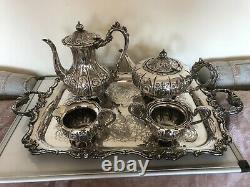 Stunning 5 Piece Victorian Chased Tea/coffee Service Complete With Tray